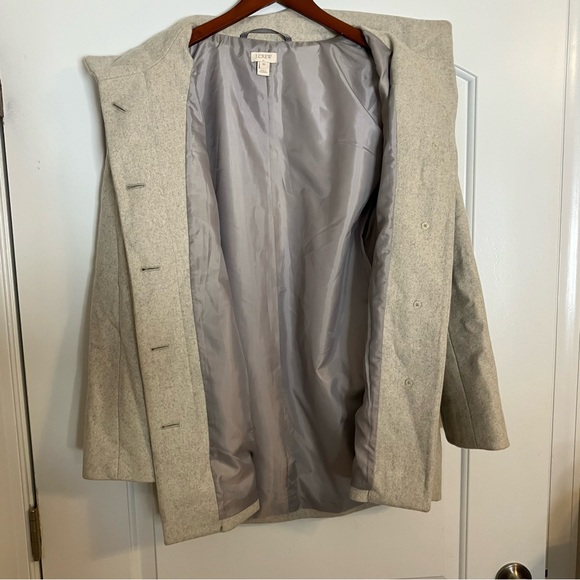 J.Crew City Coat wool mid-length collared Beige winter peacoat jacket Sz 10 - Picture 4 of 9